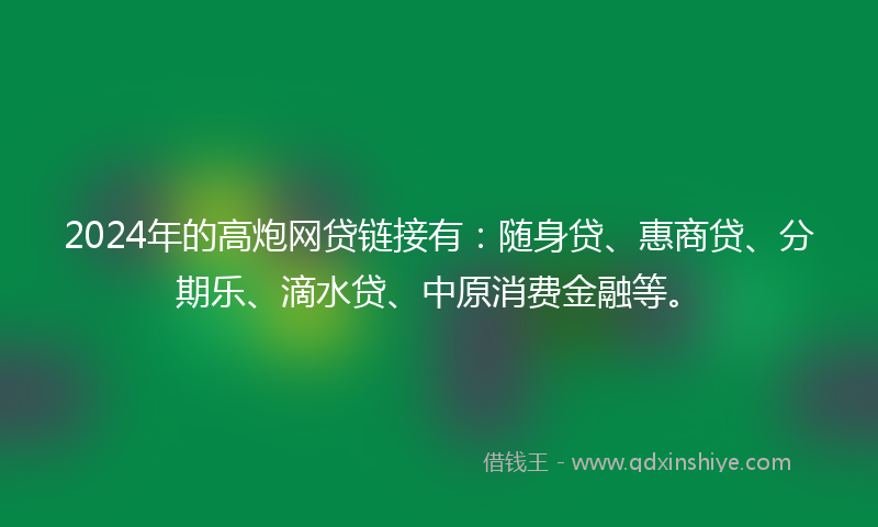 2024年的高炮网贷链接有：随身贷、惠商贷、分期乐、滴水贷、中原消费金融等。