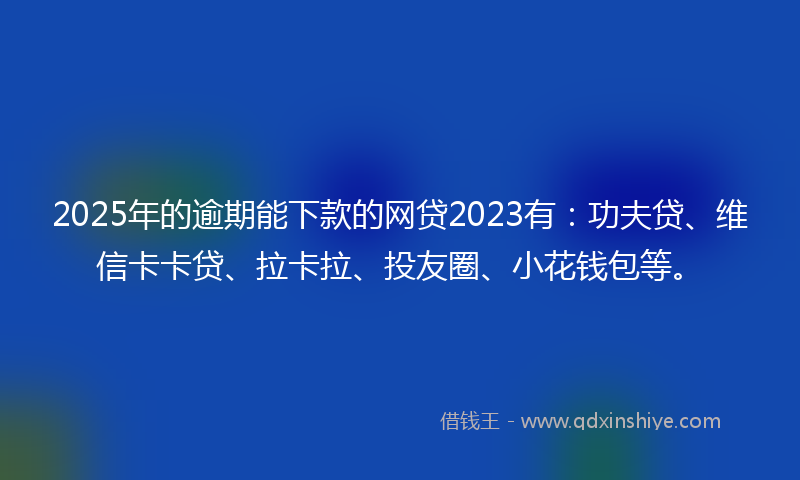 2025年的逾期能下款的网贷2023有：功夫贷、维信卡卡贷、拉卡拉、投友圈、小花钱包等。