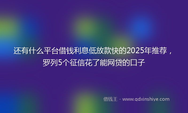 还有什么平台借钱利息低放款快的2025年推荐，罗列5个征信花了能网贷的口子