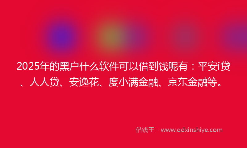 2025年的黑户什么软件可以借到钱呢有：平安i贷、人人贷、安逸花、度小满金融、京东金融等。