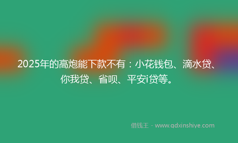 2025年的高炮能下款不有：小花钱包、滴水贷、你我贷、省呗、平安i贷等。