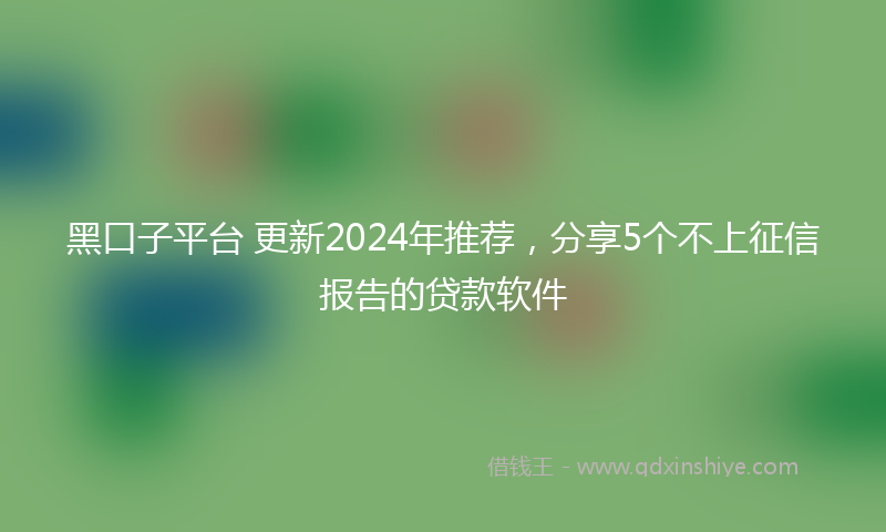 黑口子平台 更新2024年推荐，分享5个不上征信报告的贷款软件