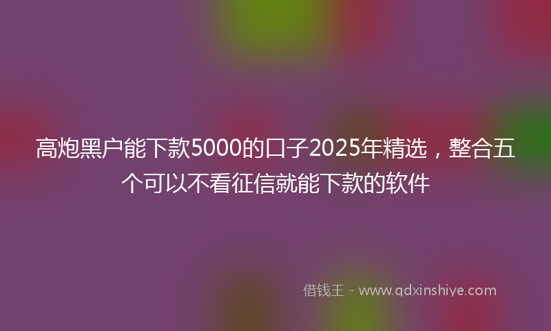 高炮黑户能下款5000的口子2025年精选，整合五个可以不看征信就能下款的软件