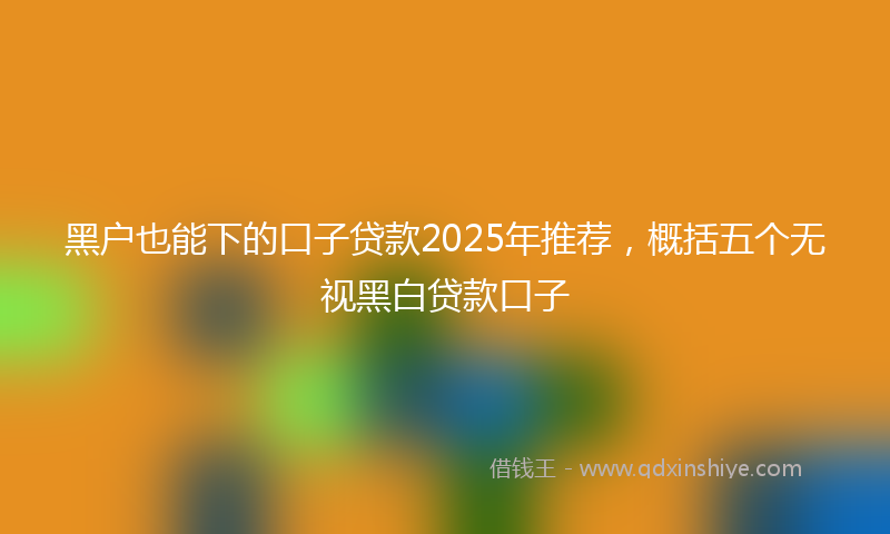 黑户也能下的口子贷款2025年推荐，概括五个无视黑白贷款口子