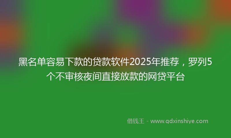 黑名单容易下款的贷款软件2025年推荐，罗列5个不审核夜间直接放款的网贷平台