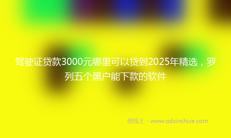 驾驶证贷款3000元哪里可以贷到2025年精选，罗列五个黑户能下款的软件