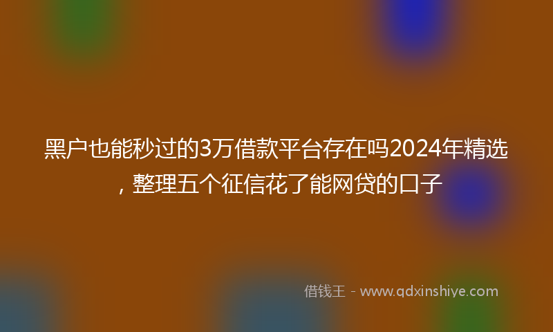 黑户也能秒过的3万借款平台存在吗2024年精选，整理五个征信花了能网贷的口子