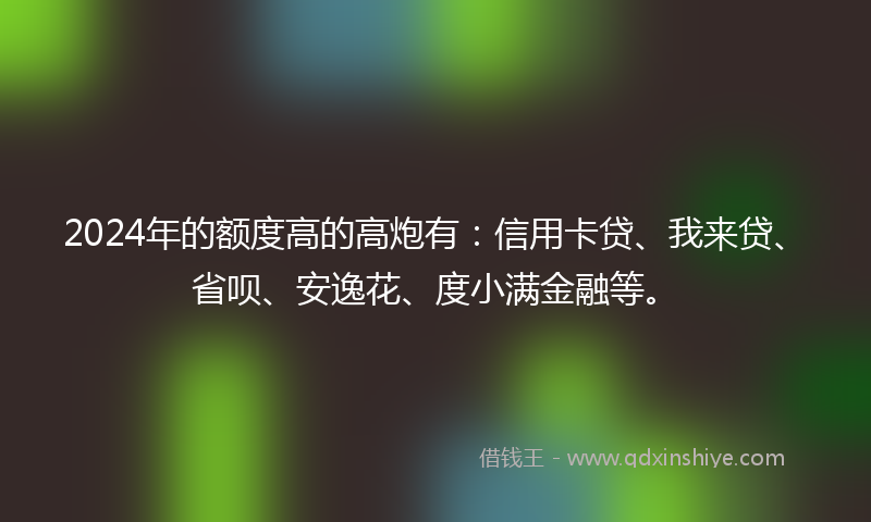 2024年的额度高的高炮有：信用卡贷、我来贷、省呗、安逸花、度小满金融等。