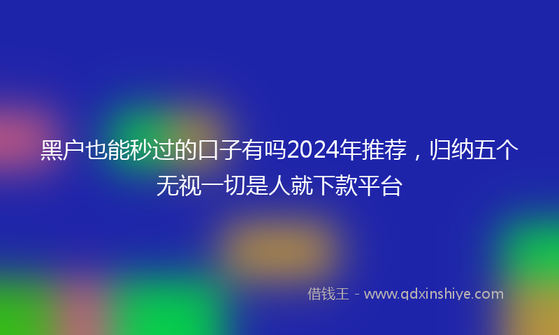 黑户也能秒过的口子有吗2024年推荐，归纳五个无视一切是人就下款平台