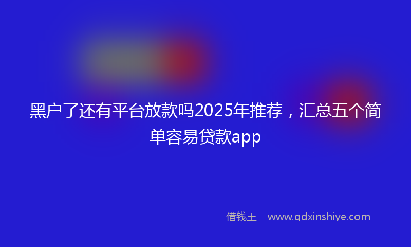 黑户了还有平台放款吗2025年推荐，汇总五个简单容易贷款app