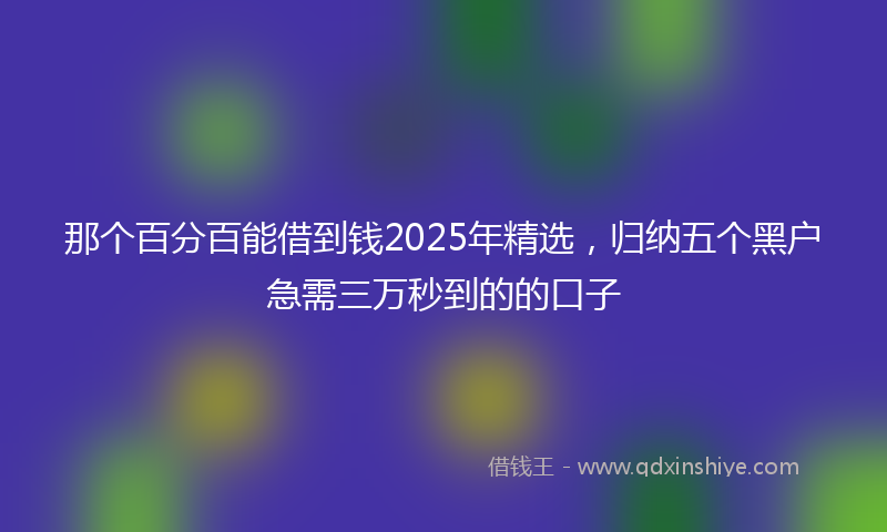 那个百分百能借到钱2025年精选，归纳五个黑户急需三万秒到的的口子