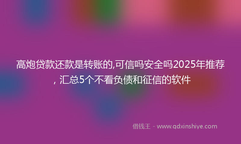 高炮贷款还款是转账的,可信吗安全吗2025年推荐，汇总5个不看负债和征信的软件