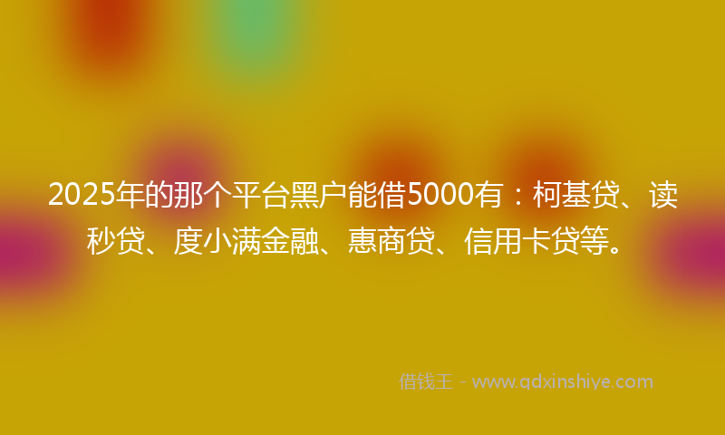 2025年的那个平台黑户能借5000有：柯基贷、读秒贷、度小满金融、惠商贷、信用卡贷等。