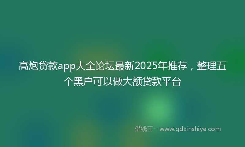 高炮贷款app大全论坛最新2025年推荐，整理五个黑户可以做大额贷款平台