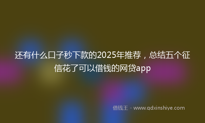 还有什么口子秒下款的2025年推荐，总结五个征信花了可以借钱的网贷app