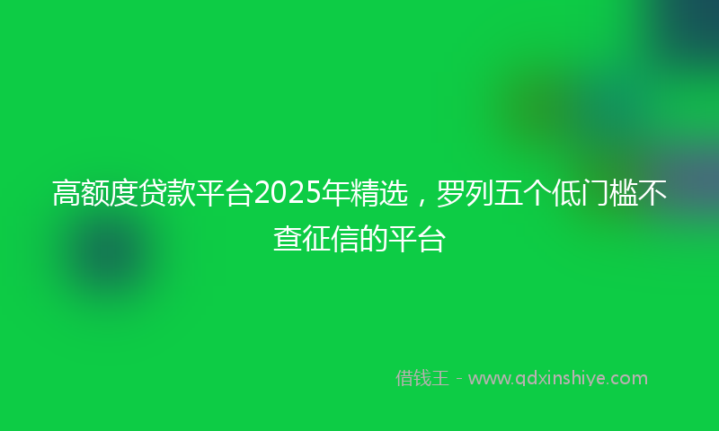 高额度贷款平台2025年精选，罗列五个低门槛不查征信的平台