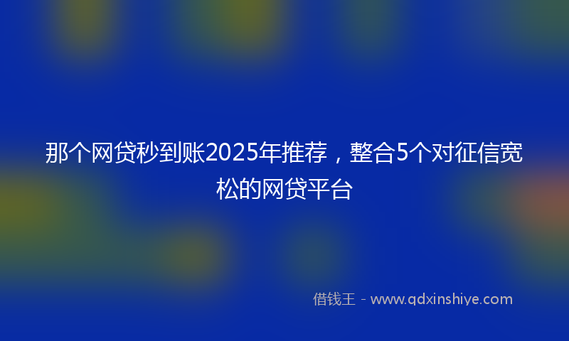 那个网贷秒到账2025年推荐，整合5个对征信宽松的网贷平台