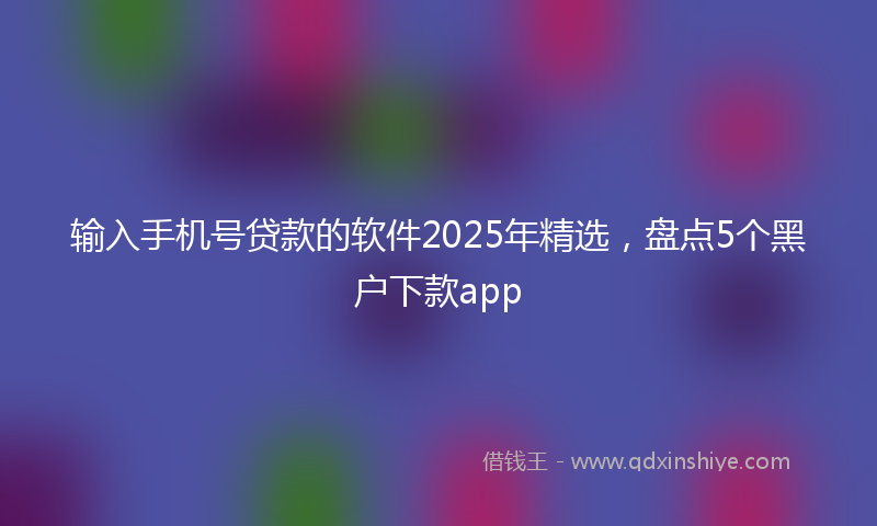 输入手机号贷款的软件2025年精选，盘点5个黑户下款app