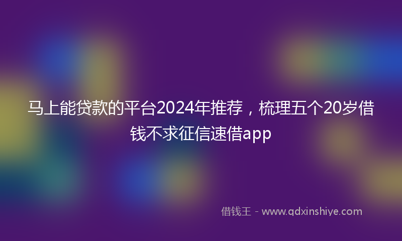马上能贷款的平台2024年推荐，梳理五个20岁借钱不求征信速借app
