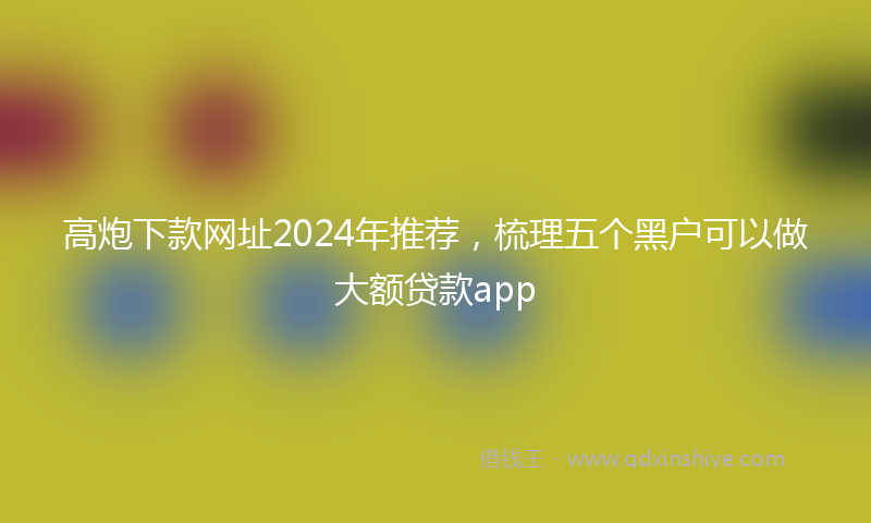 高炮下款网址2024年推荐，梳理五个黑户可以做大额贷款app
