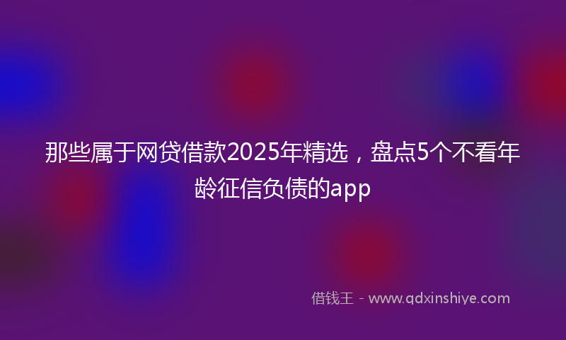 那些属于网贷借款2025年精选，盘点5个不看年龄征信负债的app