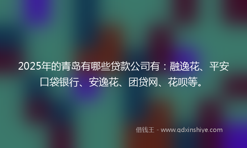 2025年的青岛有哪些贷款公司有：融逸花、平安口袋银行、安逸花、团贷网、花呗等。