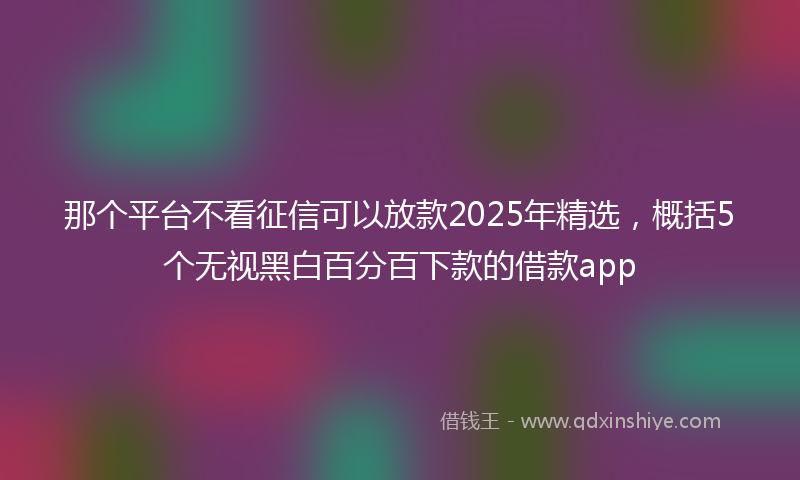 那个平台不看征信可以放款2025年精选，概括5个无视黑白百分百下款的借款app
