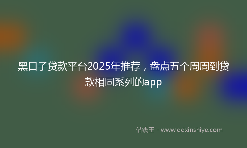 黑口子贷款平台2025年推荐，盘点五个周周到贷款相同系列的app