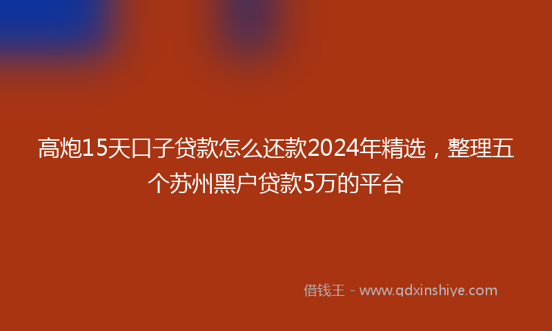 高炮15天口子贷款怎么还款2024年精选，整理五个苏州黑户贷款5万的平台