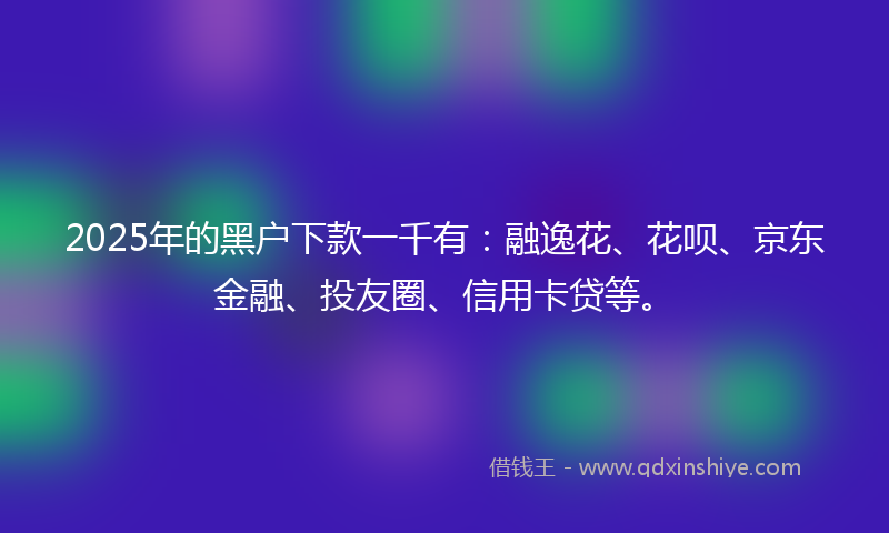 2025年的黑户下款一千有：融逸花、花呗、京东金融、投友圈、信用卡贷等。