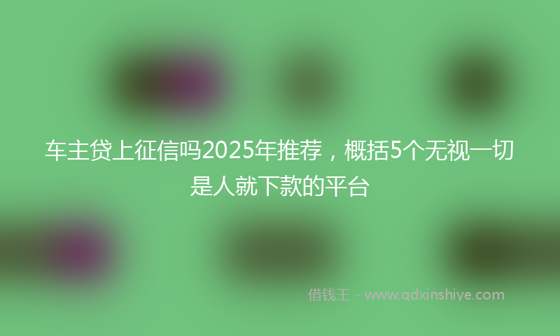 车主贷上征信吗2025年推荐，概括5个无视一切是人就下款的平台