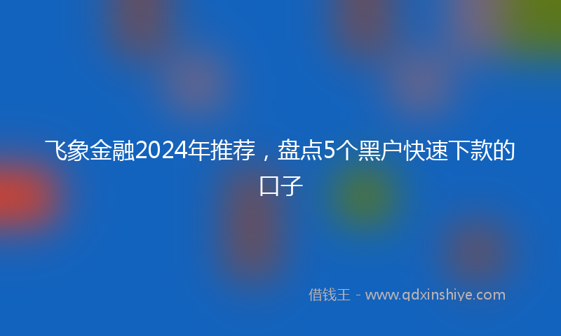 飞象金融2024年推荐，盘点5个黑户快速下款的口子