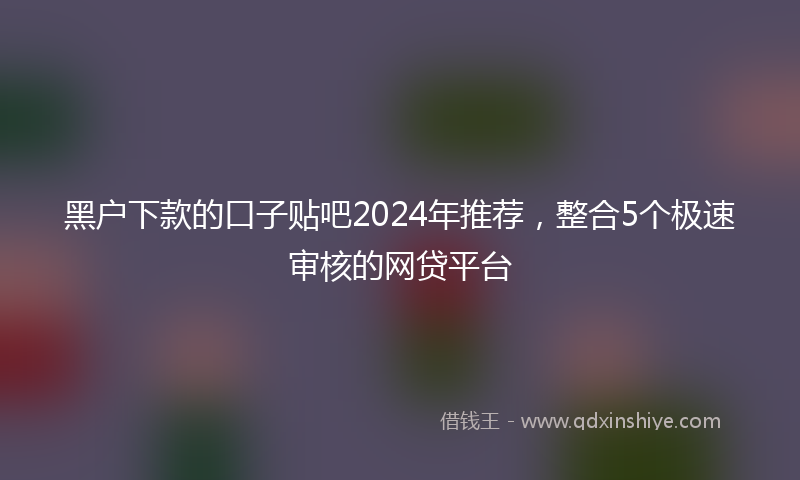 黑户下款的口子贴吧2024年推荐，整合5个极速审核的网贷平台