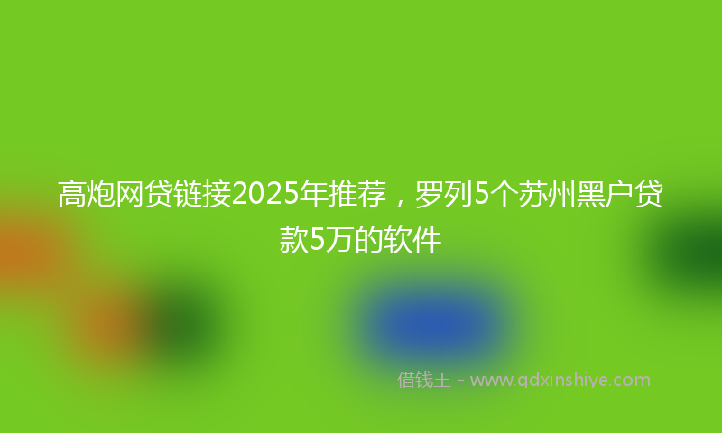 高炮网贷链接2025年推荐，罗列5个苏州黑户贷款5万的软件