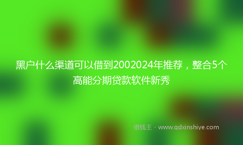 黑户什么渠道可以借到2002024年推荐，整合5个高能分期贷款软件新秀
