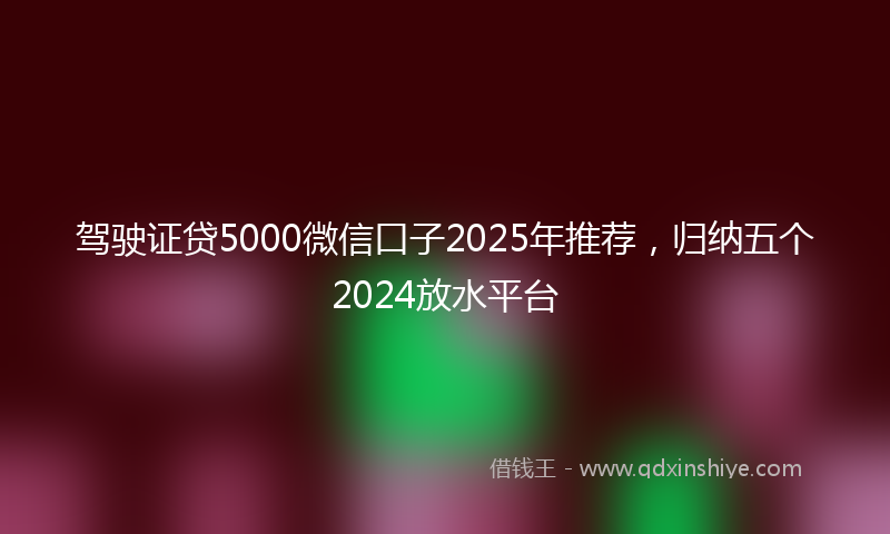 驾驶证贷5000微信口子2025年推荐，归纳五个2024放水平台