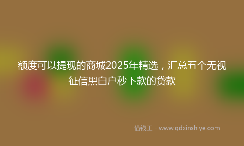 额度可以提现的商城2025年精选，汇总五个无视征信黑白户秒下款的贷款