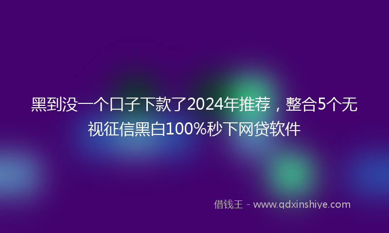 黑到没一个口子下款了2024年推荐，整合5个无视征信黑白100%秒下网贷软件