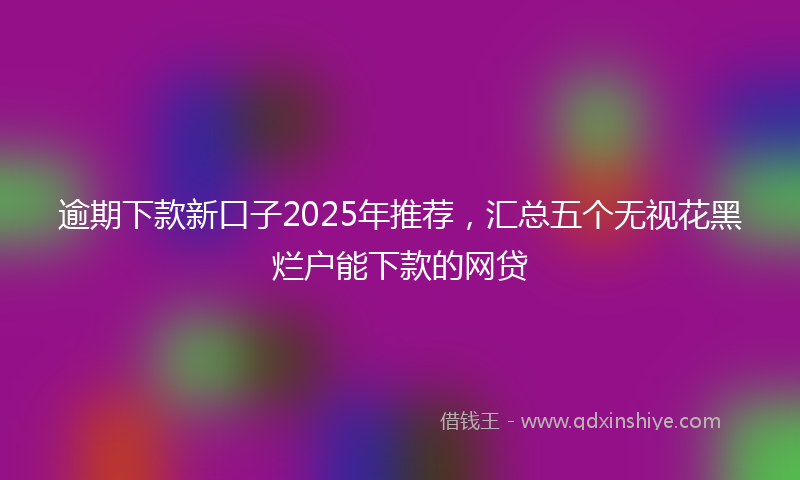 逾期下款新口子2025年推荐，汇总五个无视花黑烂户能下款的网贷