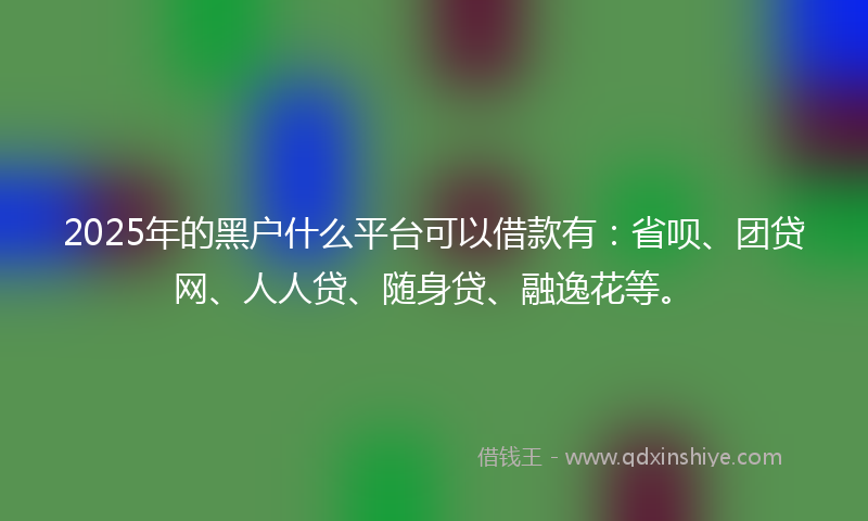 2025年的黑户什么平台可以借款有：省呗、团贷网、人人贷、随身贷、融逸花等。