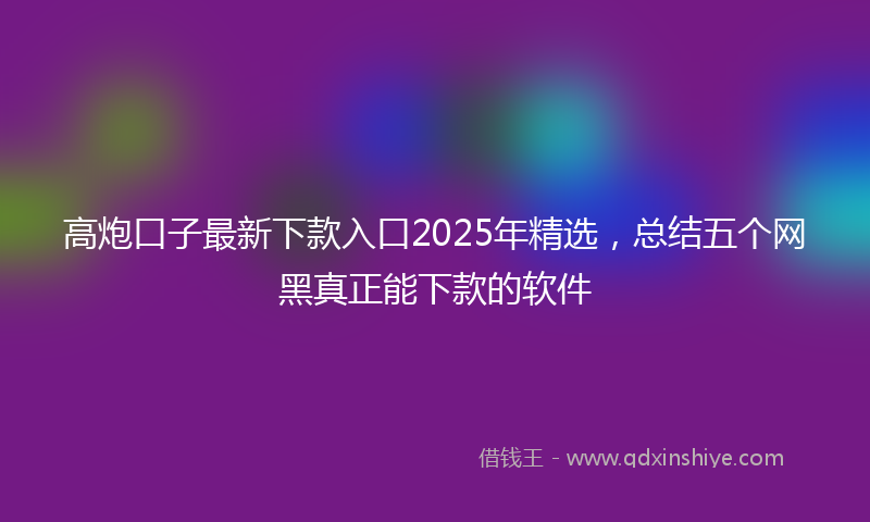 高炮口子最新下款入口2025年精选，总结五个网黑真正能下款的软件