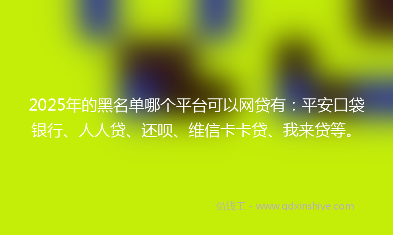 2025年的黑名单哪个平台可以网贷有：平安口袋银行、人人贷、还呗、维信卡卡贷、我来贷等。