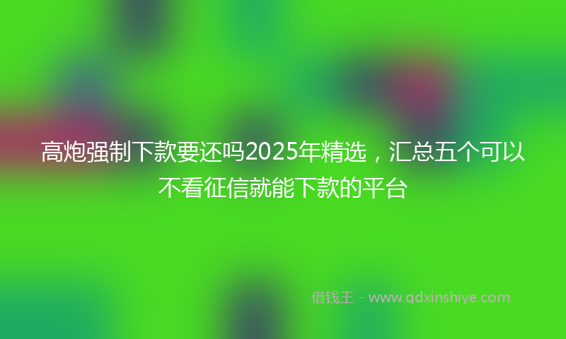 高炮强制下款要还吗2025年精选，汇总五个可以不看征信就能下款的平台