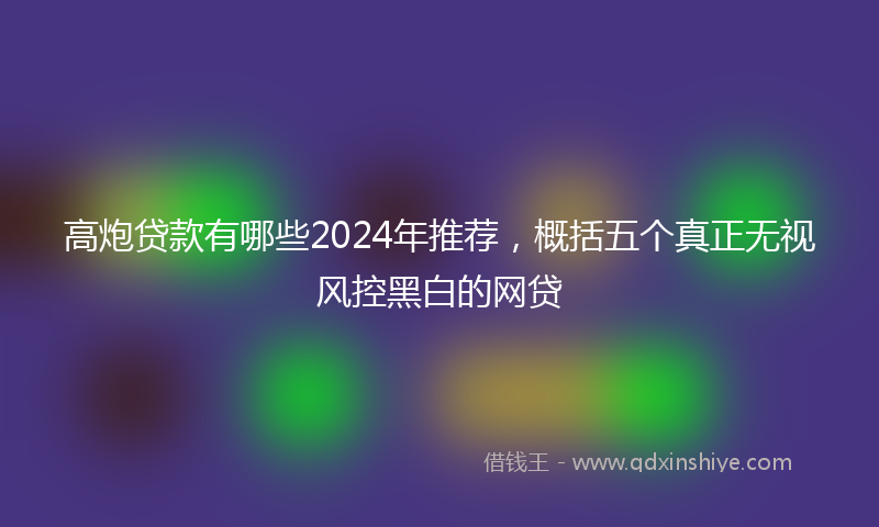 高炮贷款有哪些2024年推荐，概括五个真正无视风控黑白的网贷