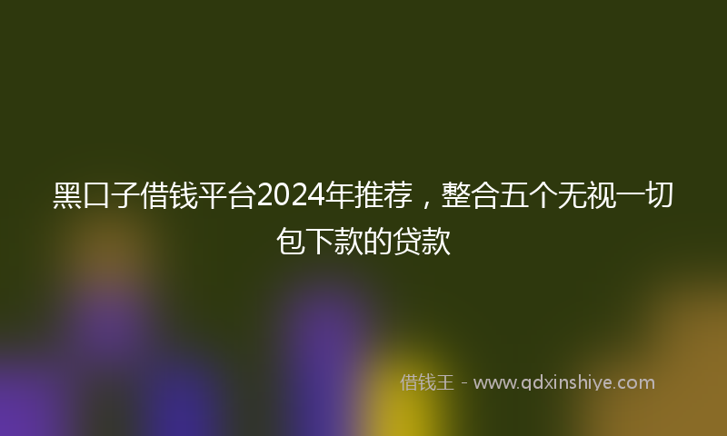 黑口子借钱平台2024年推荐，整合五个无视一切包下款的贷款