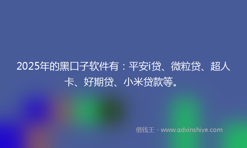 2025年的黑口子软件有：平安i贷、微粒贷、超人卡、好期贷、小米贷款等。