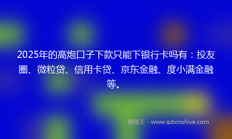 2025年的高炮口子下款只能下银行卡吗有：投友圈、微粒贷、信用卡贷、京东金融、度小满金融等。