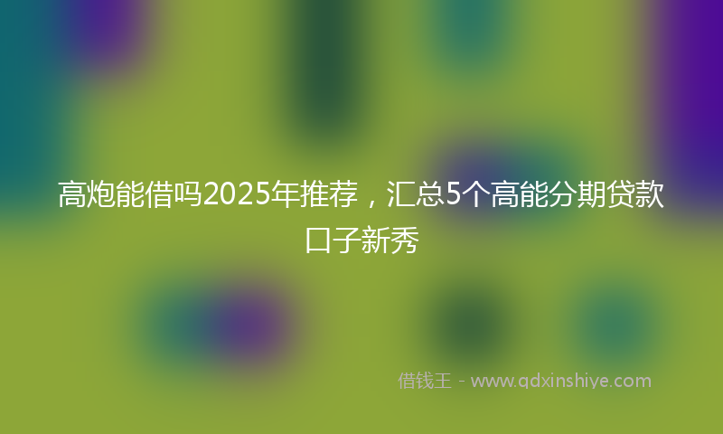 高炮能借吗2025年推荐，汇总5个高能分期贷款口子新秀