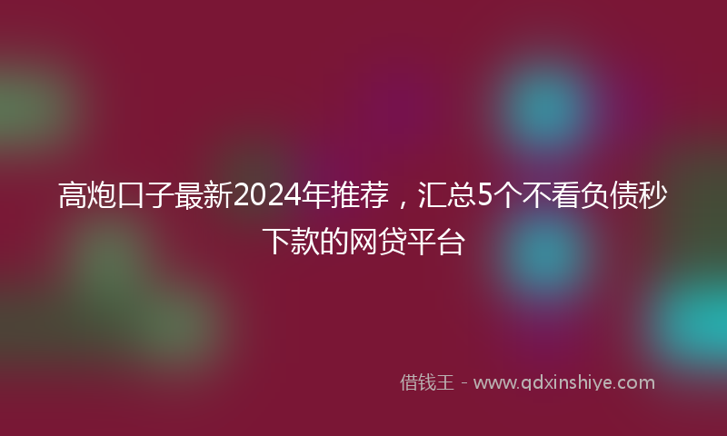 高炮口子最新2024年推荐，汇总5个不看负债秒下款的网贷平台