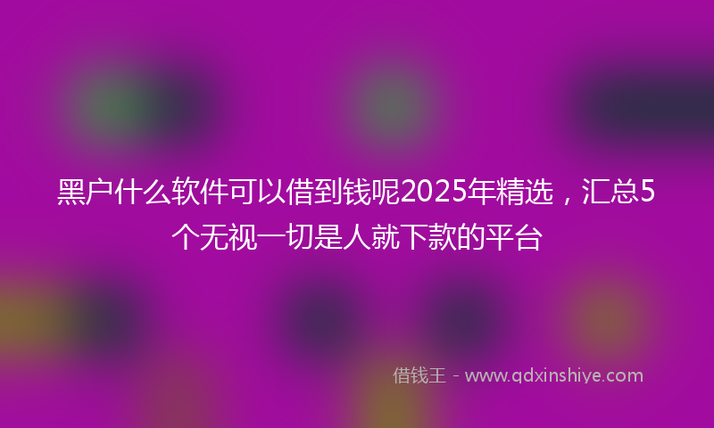 黑户什么软件可以借到钱呢2025年精选，汇总5个无视一切是人就下款的平台